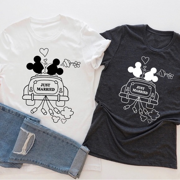 Disney Mickey and Minnie Just Married Unisex Shirts - Picture 1 of 3